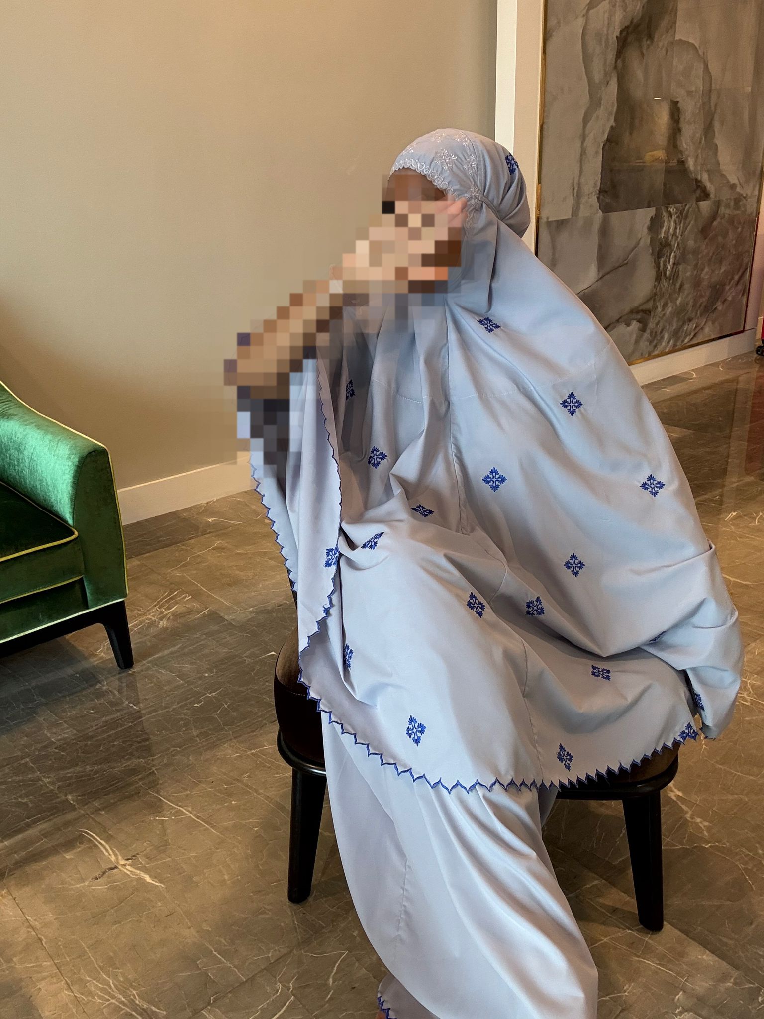 Robe de prière malaisienne brodée cotton premium modèle Opale - Collection Opale