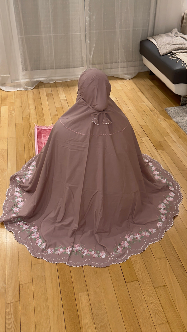 Robe de prière malaisienne brodée – Coton premium sans sac– Modèle Opale
