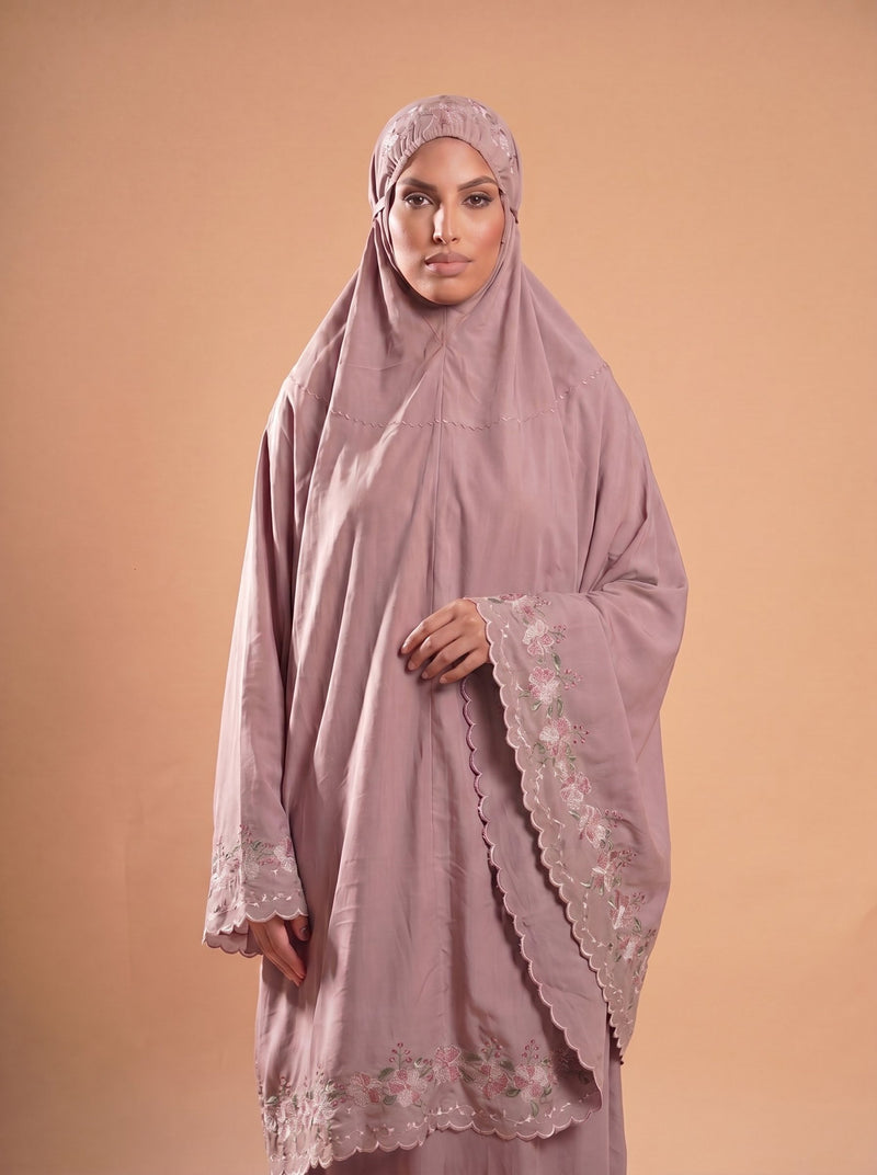 Robe de Prière Coton Brodée Artisanale - Modèle Opale